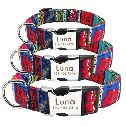 Personalized Nylon Dog Collar with Engraved ID