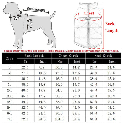 Warm Winter Pet Dog Coat – Waterproof Vest for Small, Medium, and Large Dogs