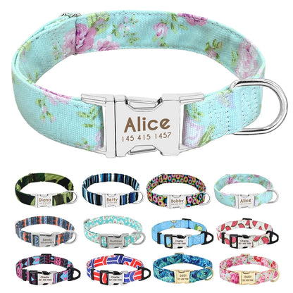 Personalized Nylon Dog Collar with Engraved ID