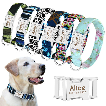 Personalized Nylon Dog Collar with Engraved ID