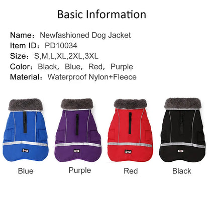 Waterproof Nylon Dog Jacket – Warm and Adjustable Winter Coat