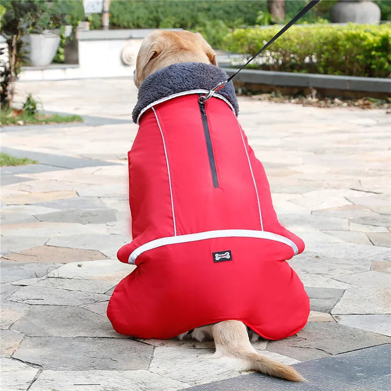 Waterproof Nylon Dog Jacket – Warm and Adjustable Winter Coat