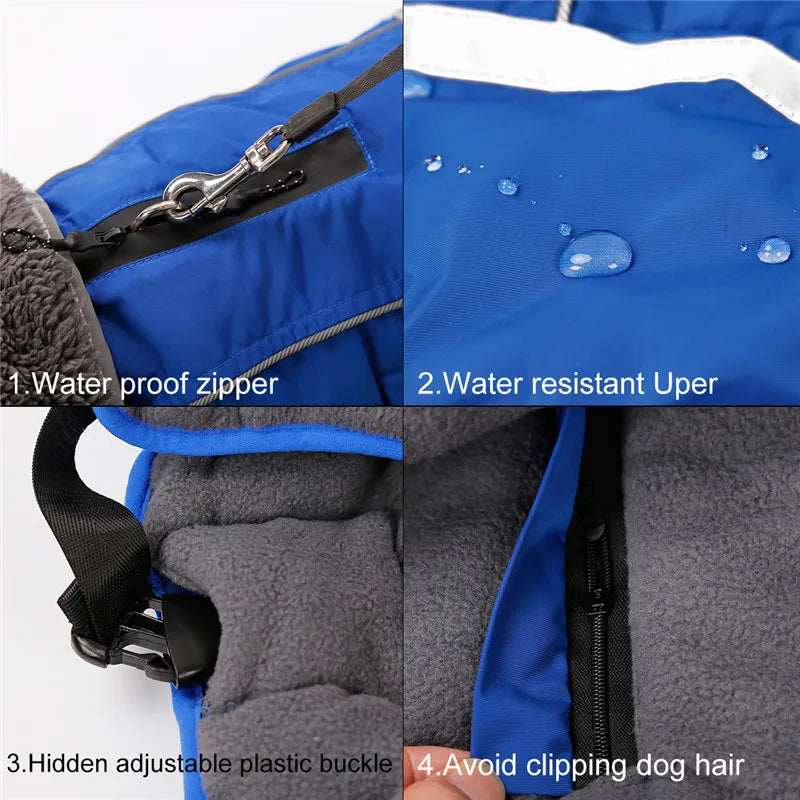 Waterproof Nylon Dog Jacket – Warm and Adjustable Winter Coat