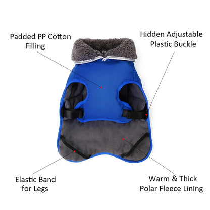 Waterproof Nylon Dog Jacket – Warm and Adjustable Winter Coat