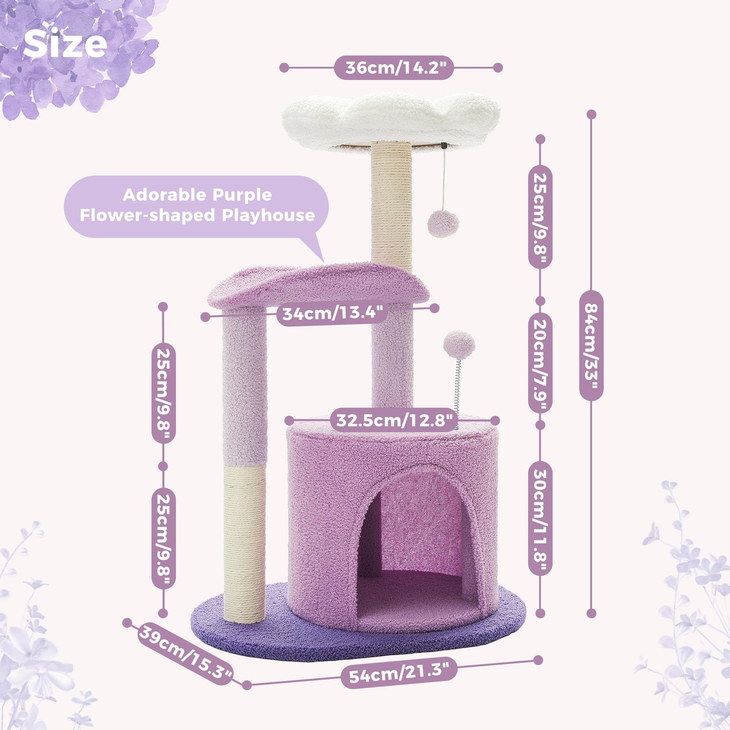 H84CM Flower Cat Tree – Stylish &amp; Functional Cat Playhouse