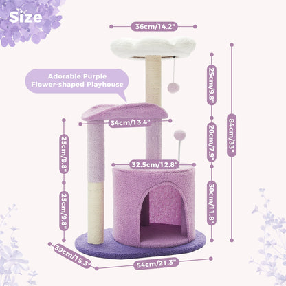 H84CM Flower Cat Tree – Stylish &amp; Functional Cat Playhouse