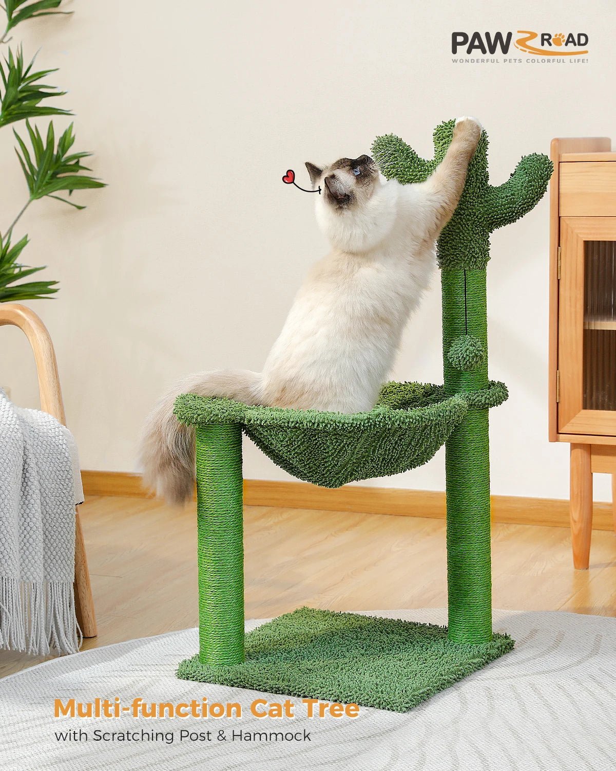 Best Cat Tree Tower Furniture with Hammock Small Cactus