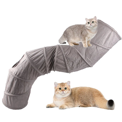 Interactive Suede Cat Tunnel for Play and Exercise - Collapsible Design