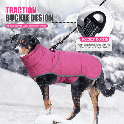 Winter Dog Coat with Traction Buckle Waterproof Windproof