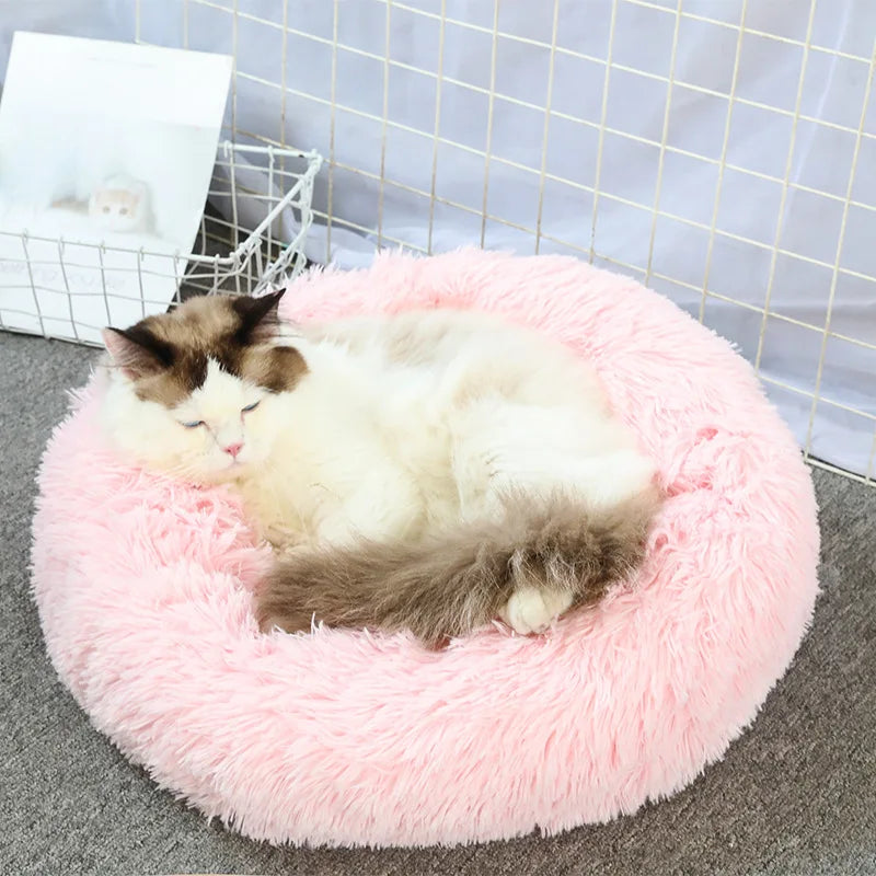 Super Soft Plush Donut Cat Bed –  Calm Sleeping Bed for All Cats