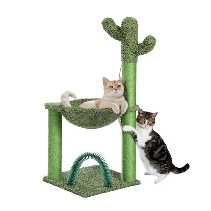 cactus style cat tree designed for small cats and kittens with hammock and scratching post