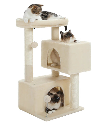 H80CM Cat Tree Tower with Double Condo for Kittens and Large Cats