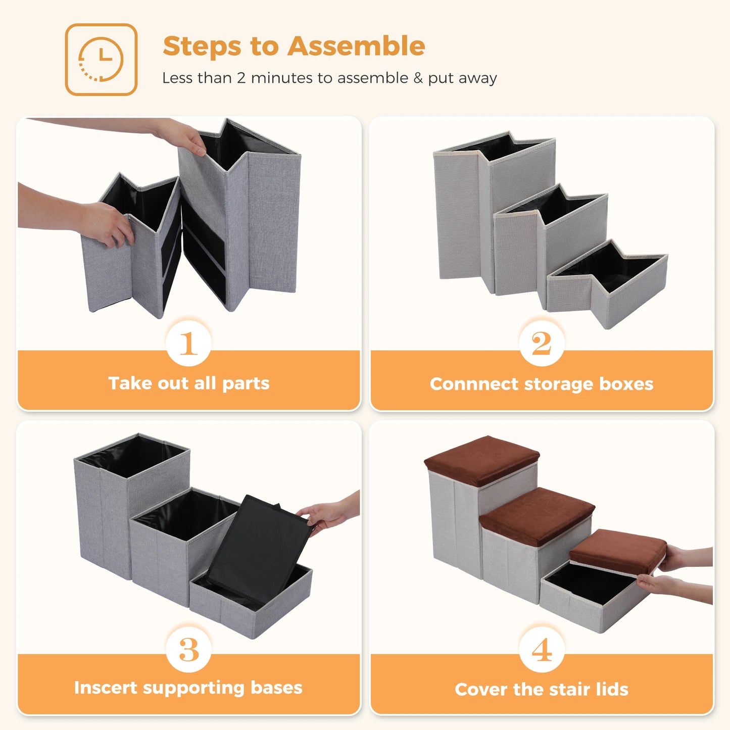 Foldable 3-Tier Dog Stairs with Storage – Ideal for Small & Senior Pets