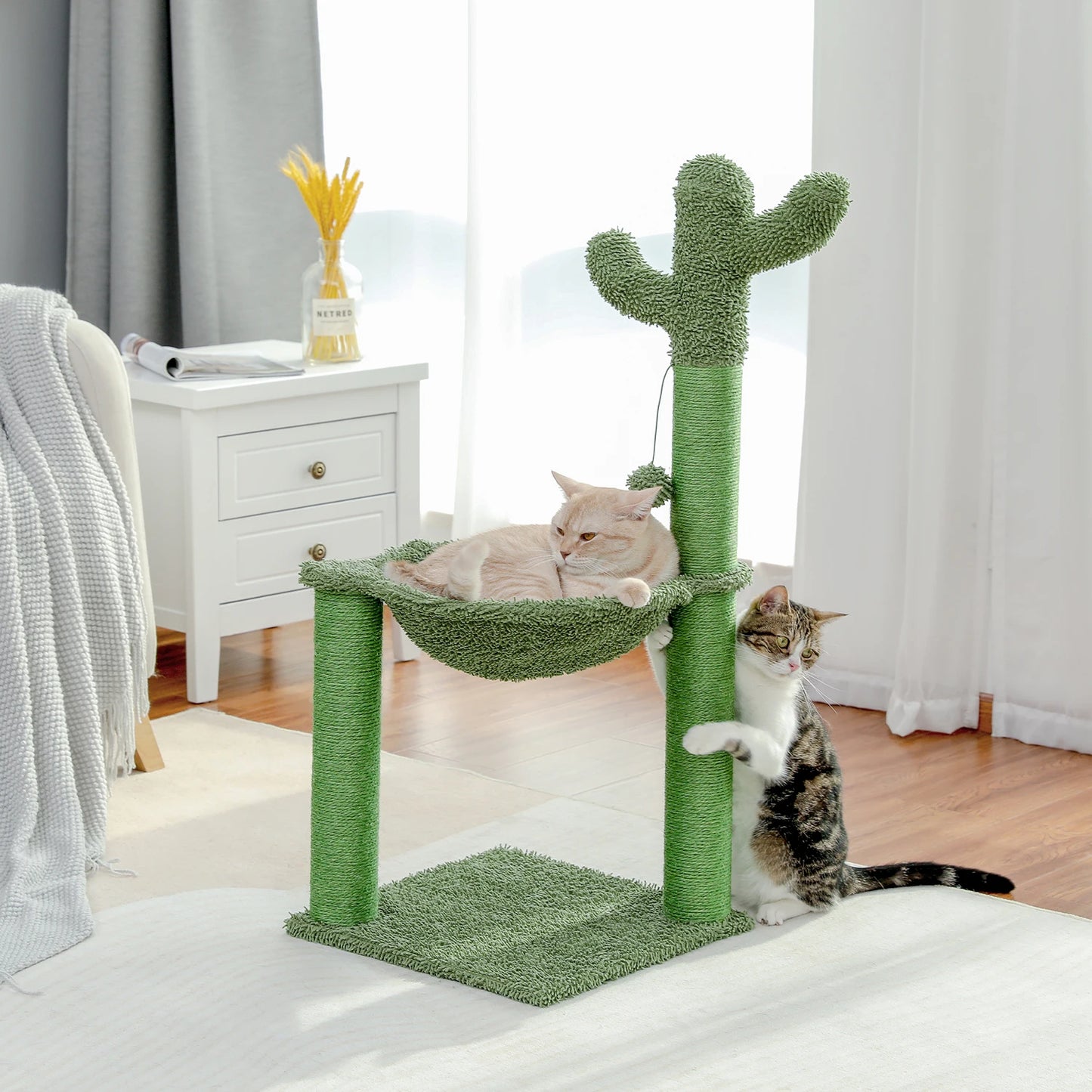 Best Cat Tree Tower Furniture with Hammock Small Cactus