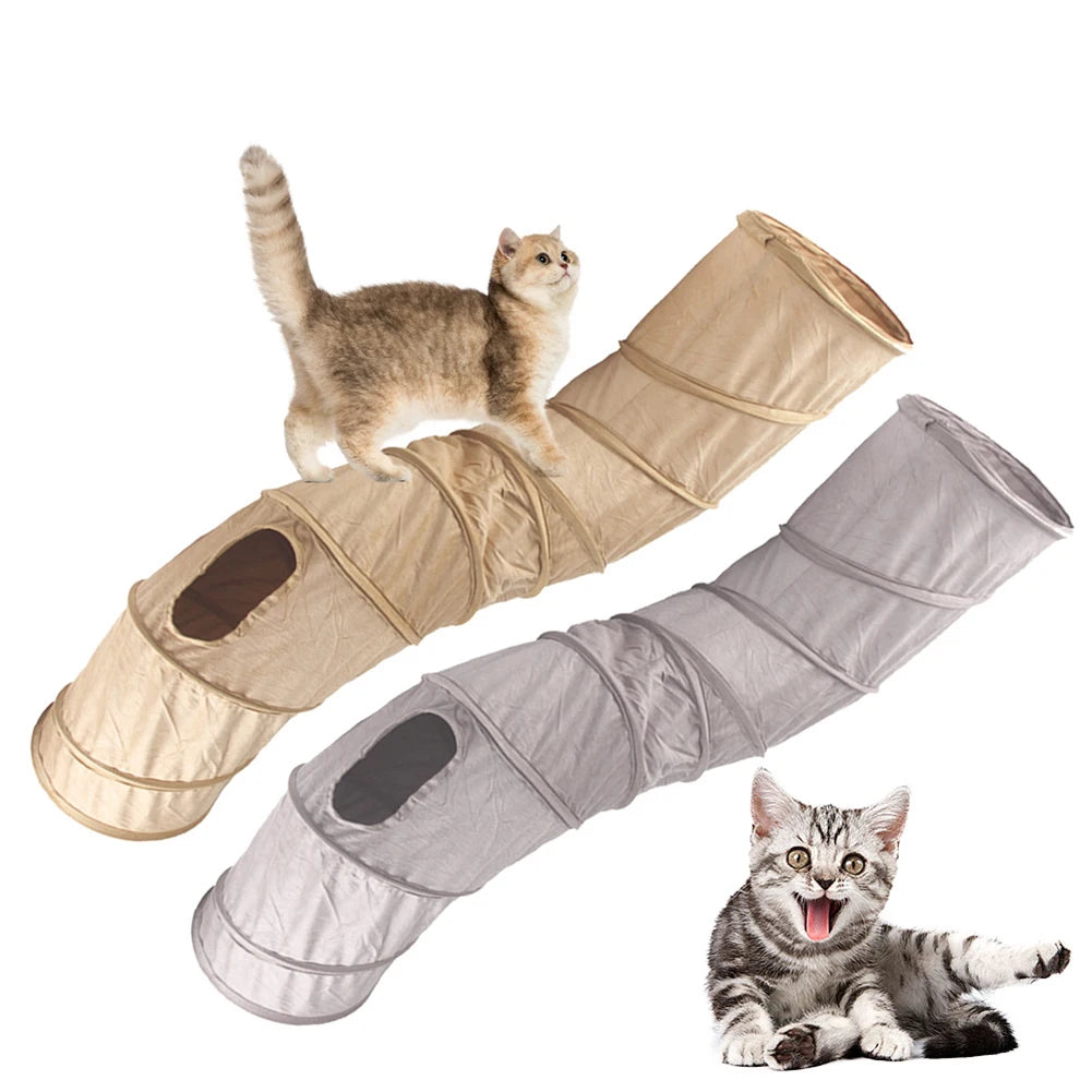 Interactive Suede Cat Tunnel for Play and Exercise - Collapsible Design