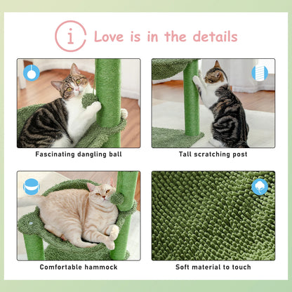 Best Cat Tree Tower Furniture with Hammock Small Cactus