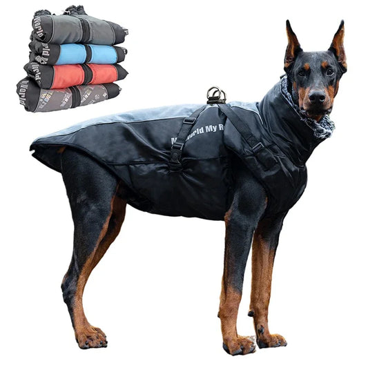 Waterproof Large Dog Coat with Integrated Harness