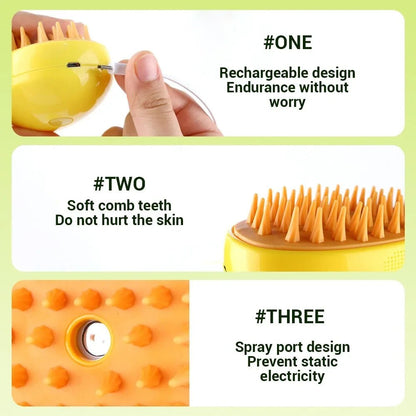 3-in-1 Steamy Pet Grooming Brush