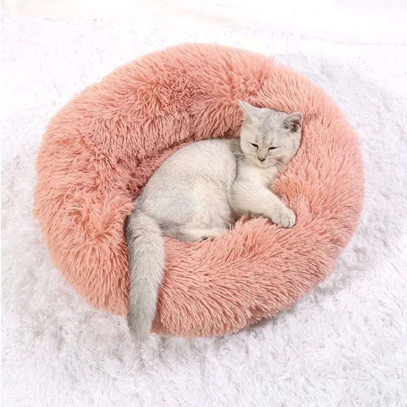 Super Soft Plush Donut Cat Bed –  Calm Sleeping Bed for All Cats