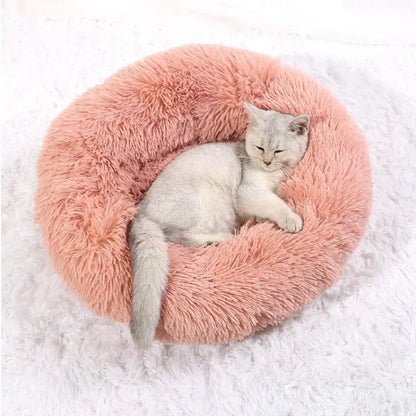 Super Soft Plush Donut Cat Bed –  Calm Sleeping Bed for All Cats