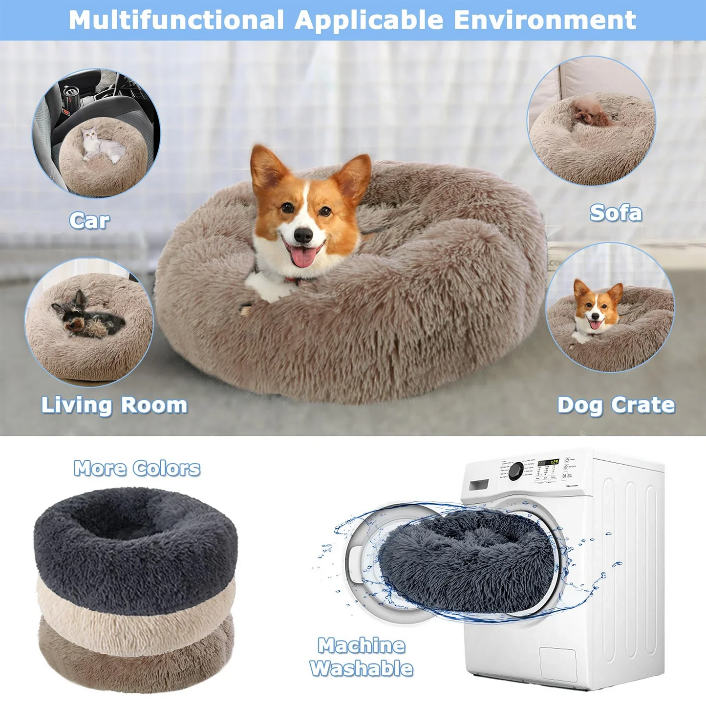 Super Soft Plush Donut Cat Bed –  Calm Sleeping Bed for All Cats