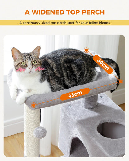 H80CM Cat Tree Tower with Double Condo for Kittens and Large Cats