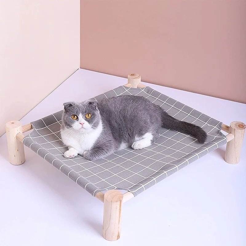 Cat and Small Dog Hammock Bed  Wooden Detachable Portable Indoor Outdoor Pet Bed