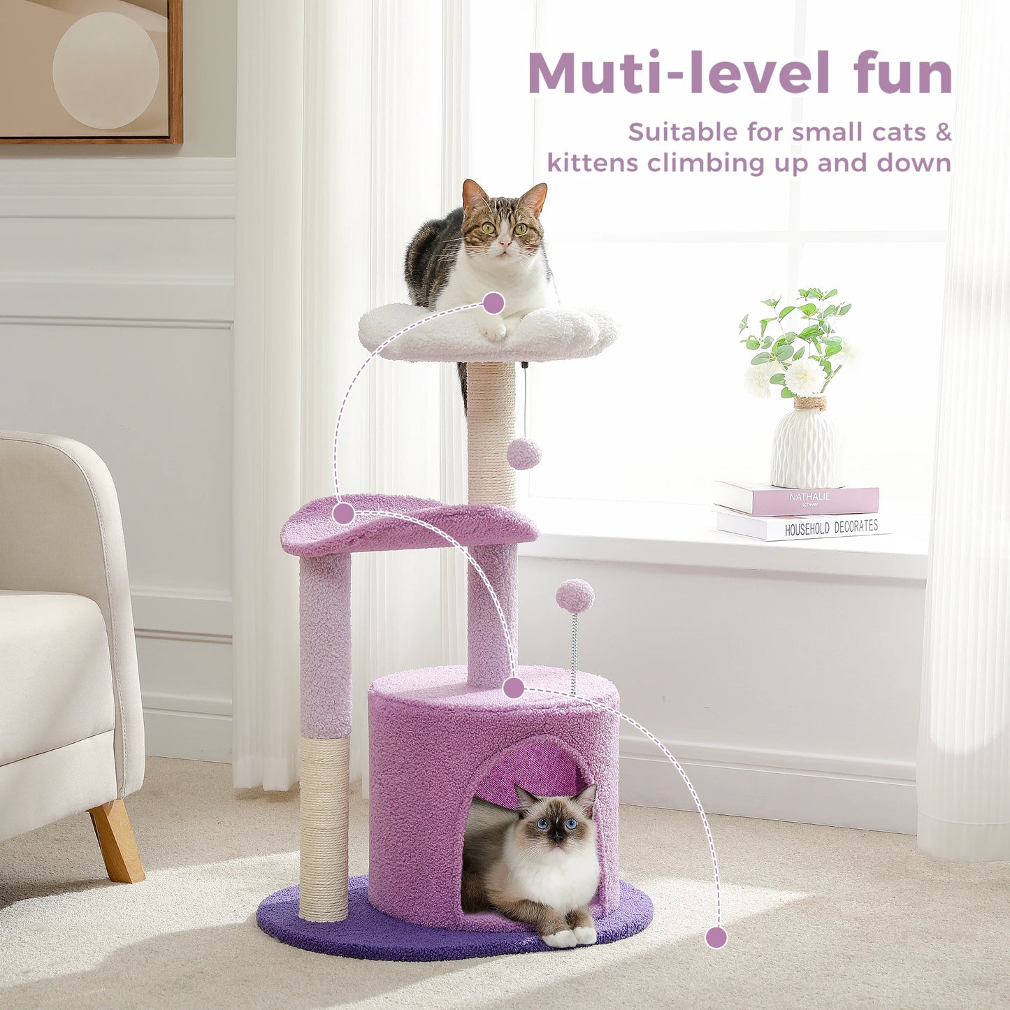 H84CM Flower Cat Tree – Stylish &amp; Functional Cat Playhouse