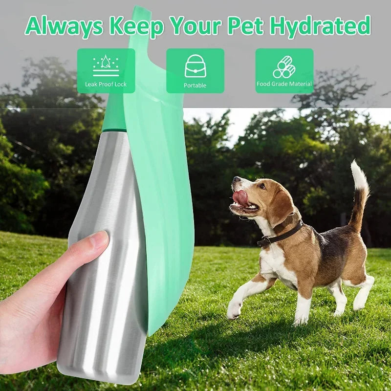 Stainless Steel Dog Water Bottle - Portable Outdoor Water Bowl