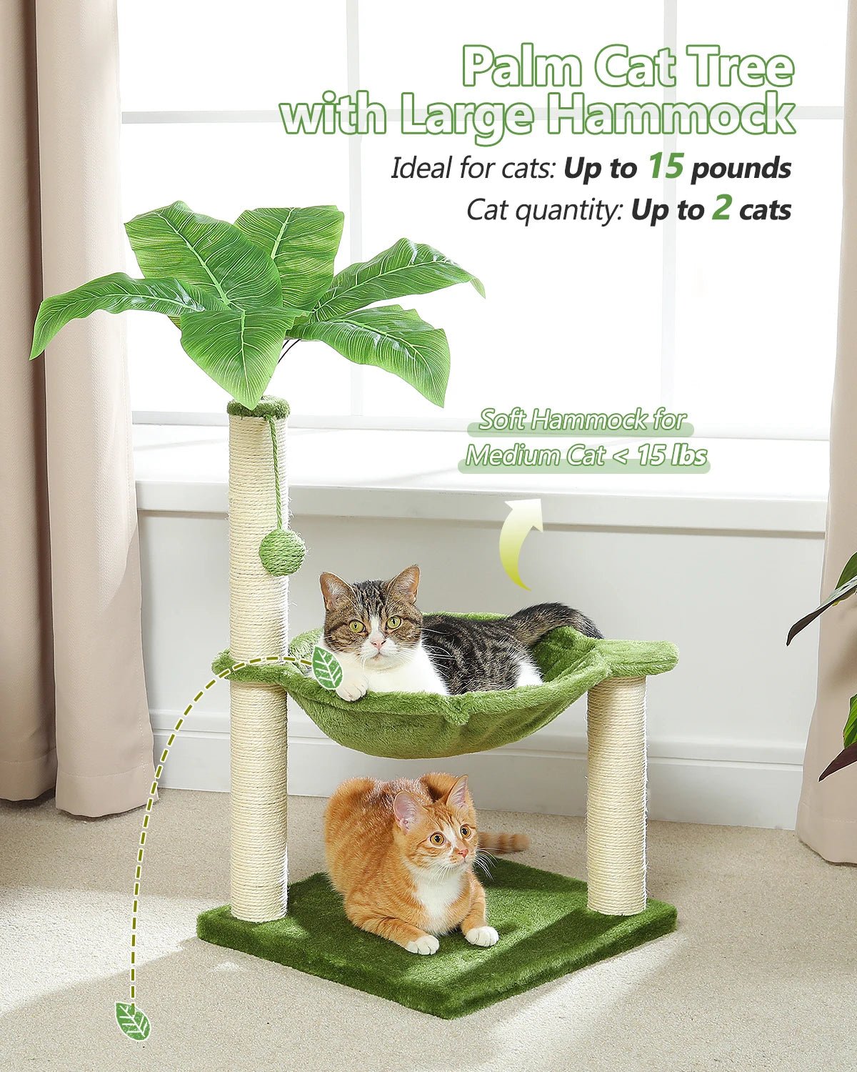 Best Cat Tree Tower Furniture with Hammock Small Cactus