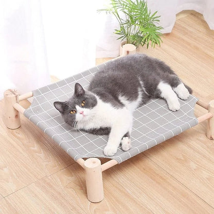 Cat and Small Dog Hammock Bed  Wooden Detachable Portable Indoor Outdoor Pet Bed