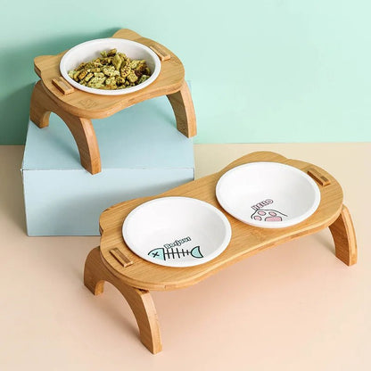 Elevated Bamboo Pet Feeder