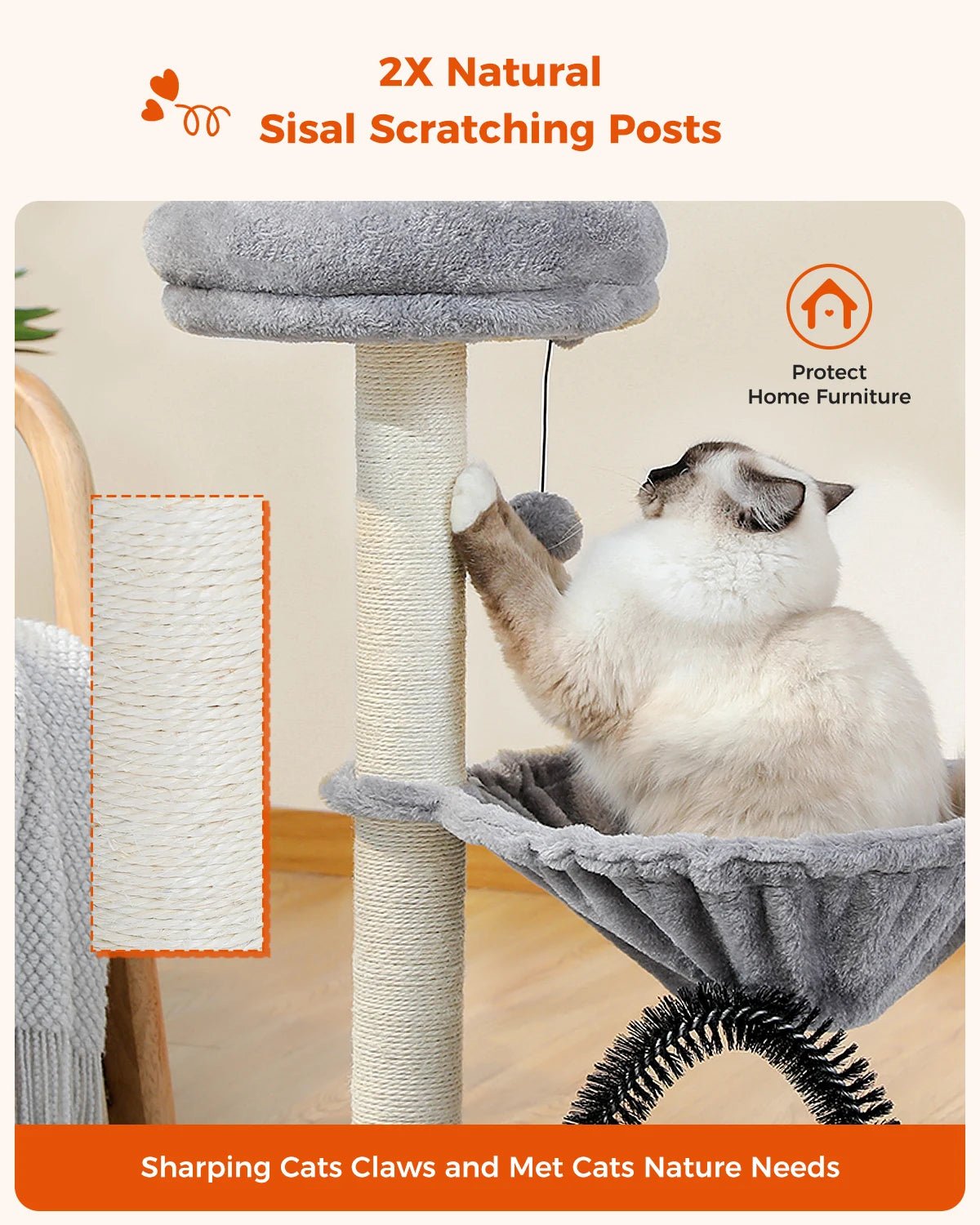 Best Cat Tree Tower Furniture with Hammock Small Cactus