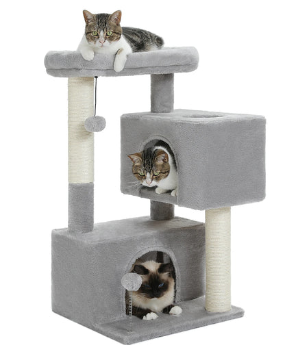 H80CM Cat Tree Tower with Double Condo for Kittens and Large Cats