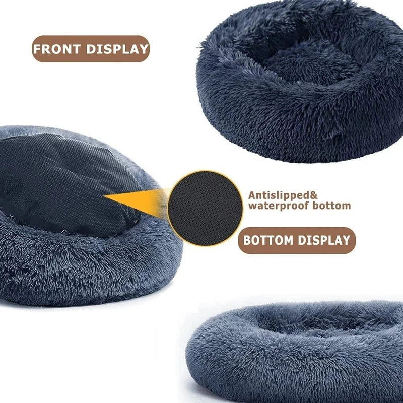 Super Soft Plush Donut Cat Bed –  Calm Sleeping Bed for All Cats