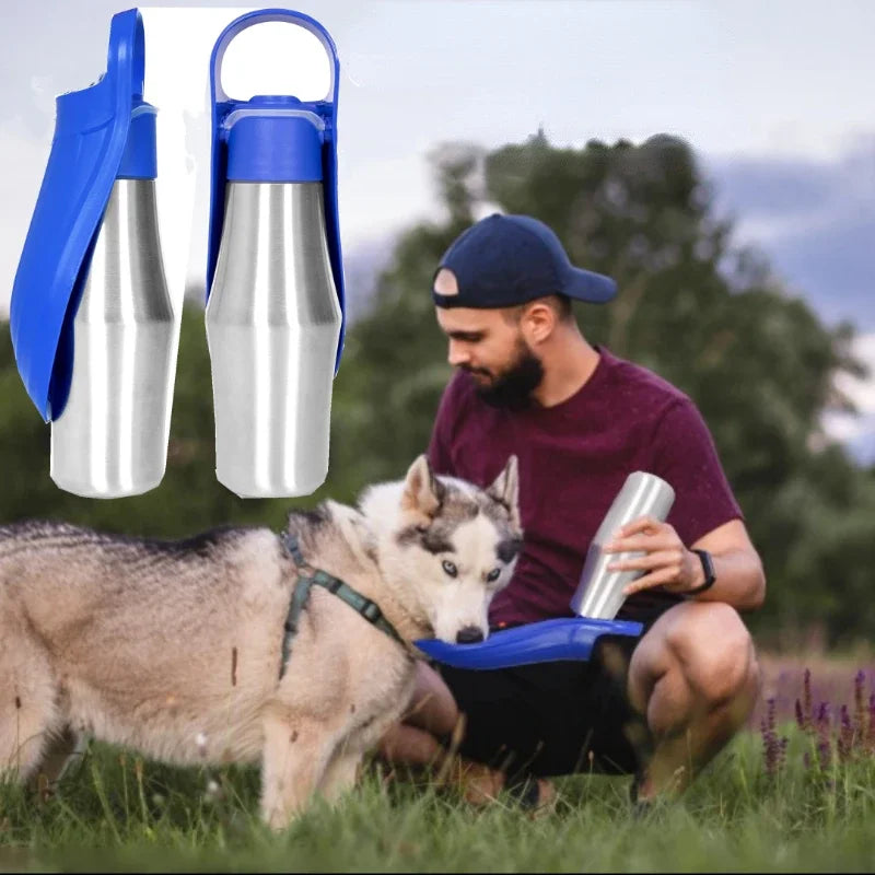 Stainless Steel Dog Water Bottle - Portable Outdoor Water Bowl