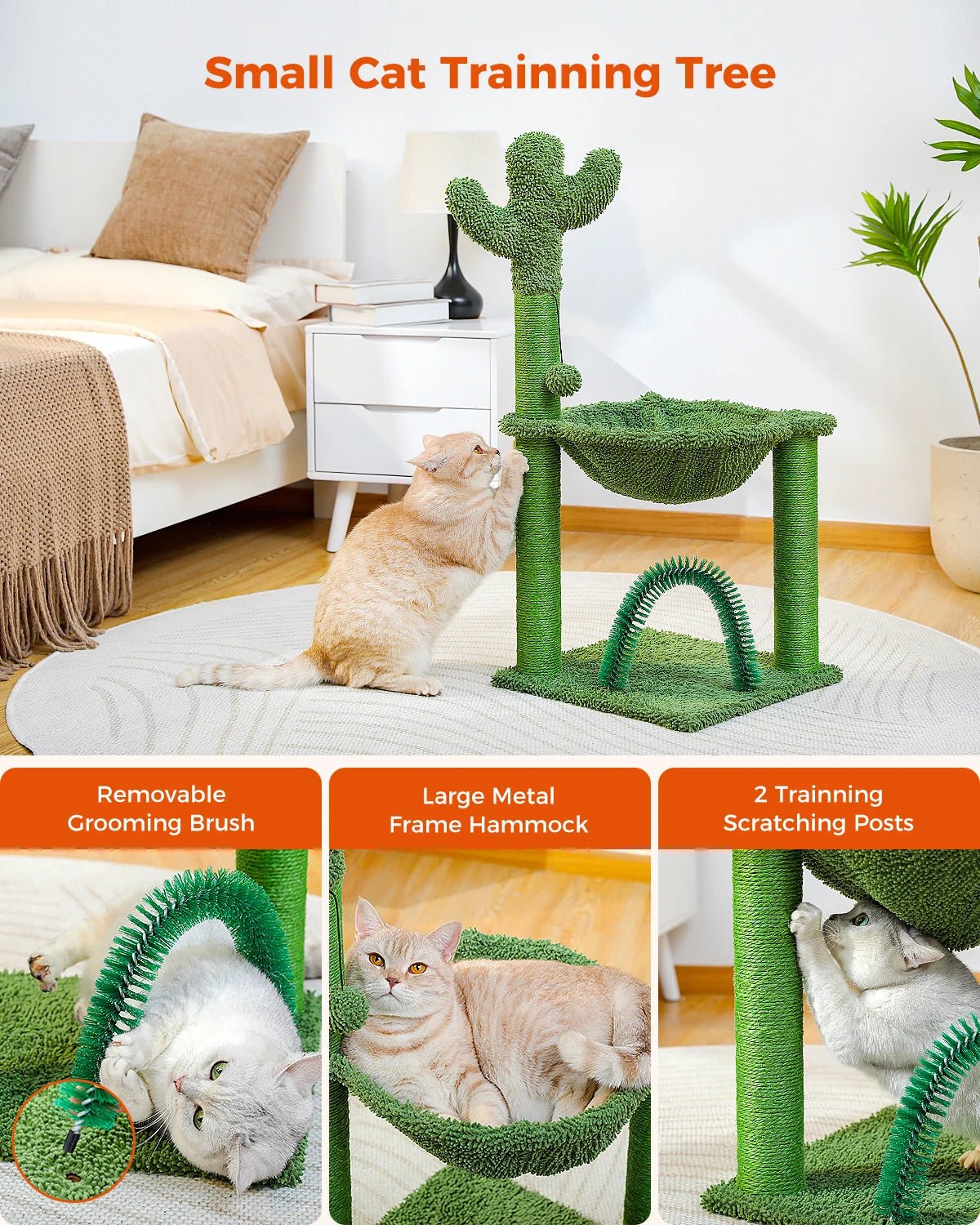 Best Cat Tree Tower Furniture with Hammock Small Cactus