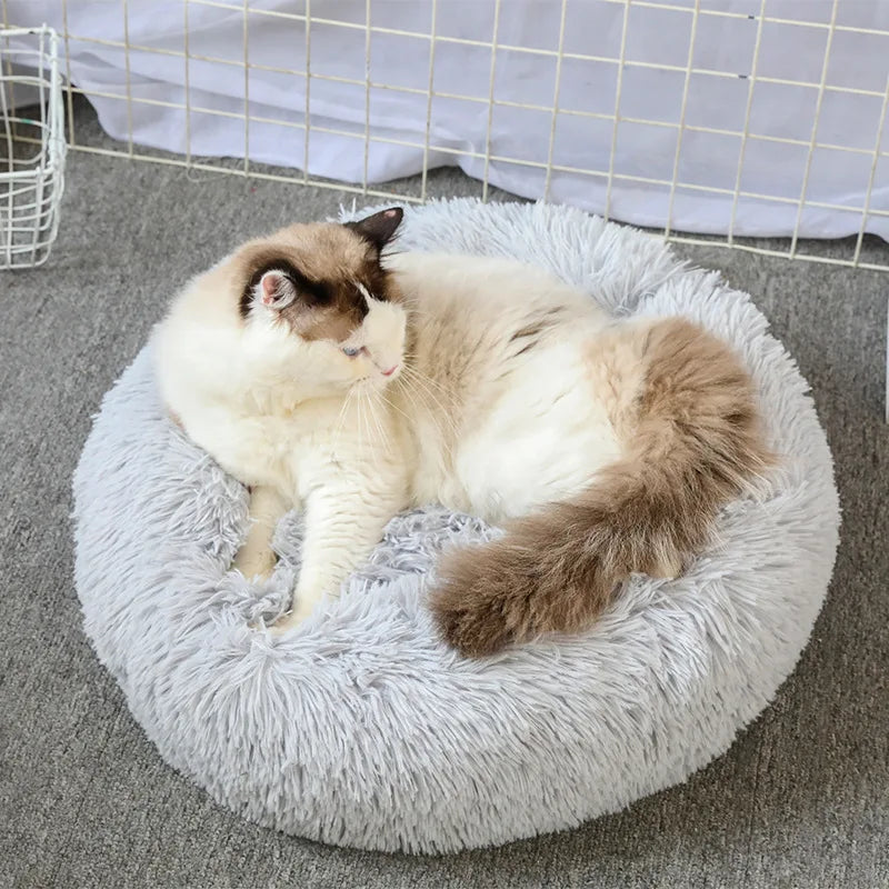 Super Soft Plush Donut Cat Bed –  Calm Sleeping Bed for All Cats