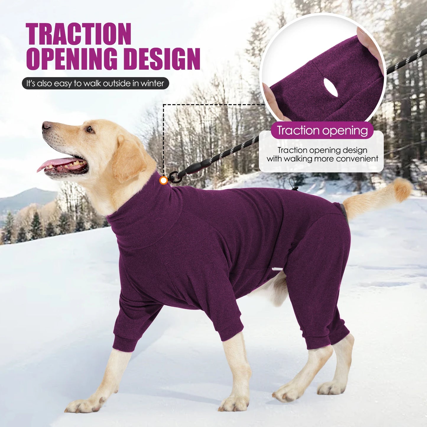 High-Collar Windproof Dog Jacket – Warm Adjustable for Small, Medium, and Large Dogs