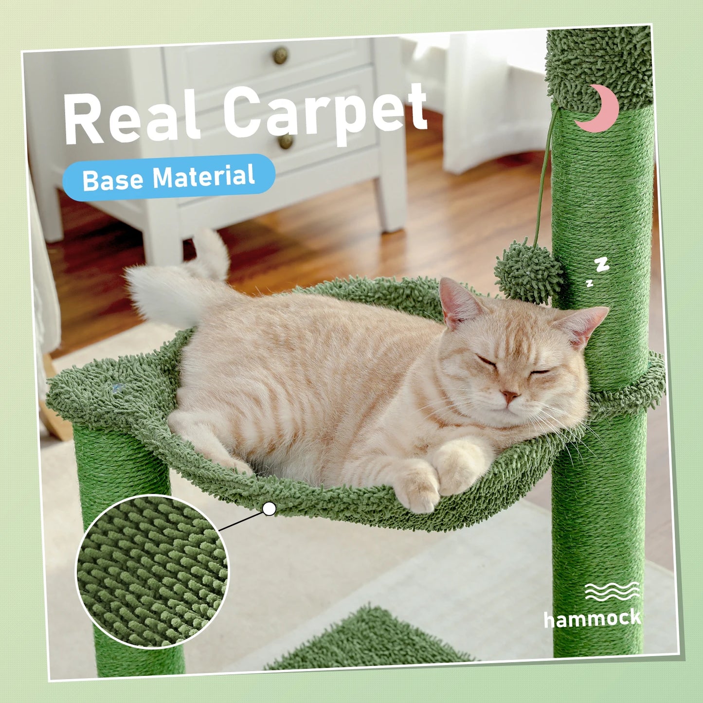 Best Cat Tree Tower Furniture with Hammock Small Cactus