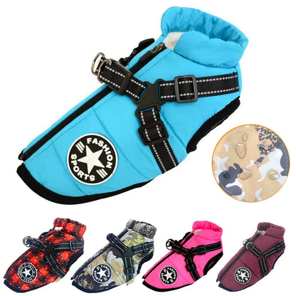 Large Pet Dog  Winter Jacket With Harness