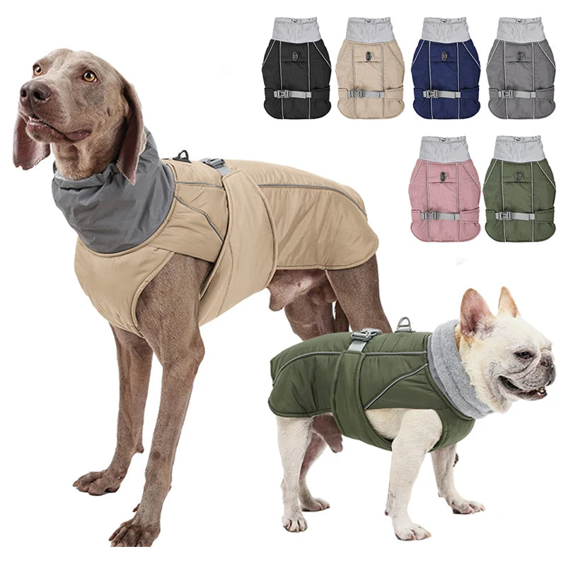 Luxury Classical Polyester Dog Jacket – Warm and Adjustable Winter Coat