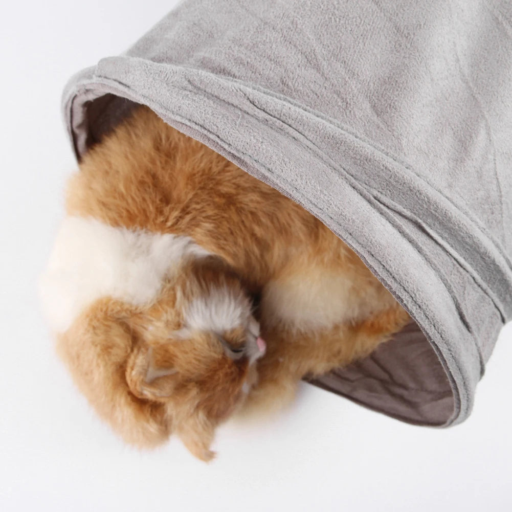 Interactive Suede Cat Tunnel for Play and Exercise - Collapsible Design