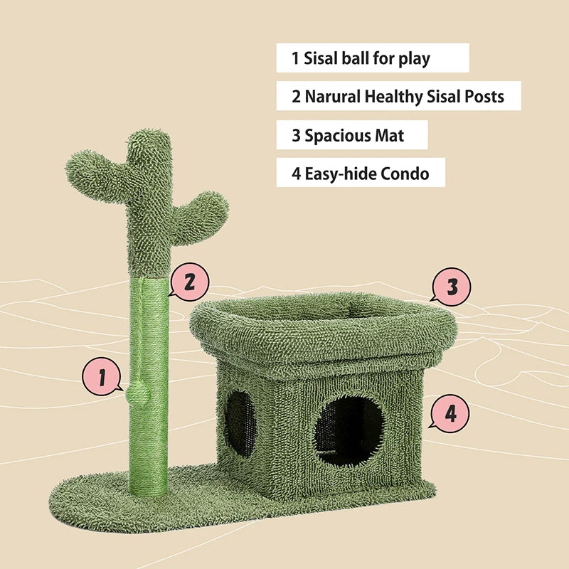 Best Cat Tree Tower Furniture with Hammock Small Cactus Mushroom