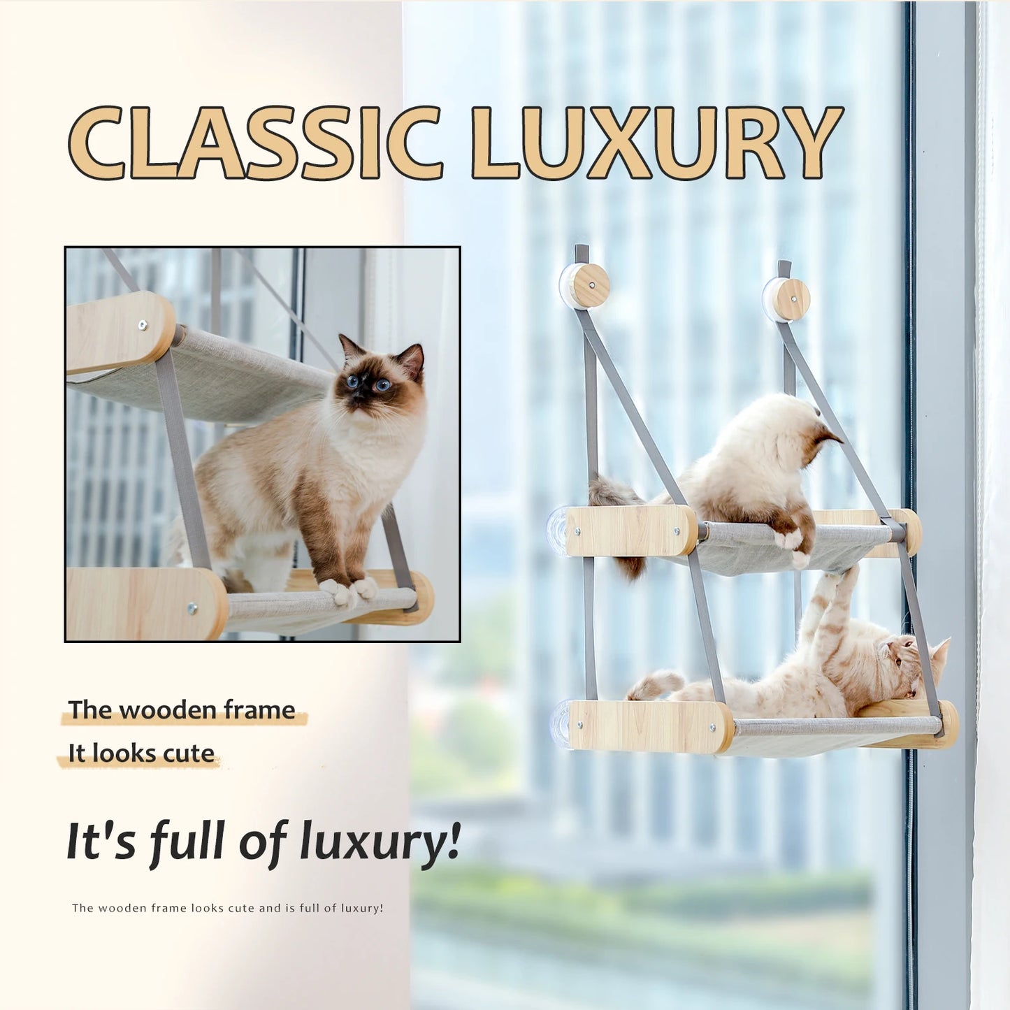 Luxury Cat Window Hammock – Double-Layer Perch Bed for Cats